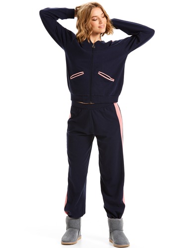 Navy Straight Leg Track Pant