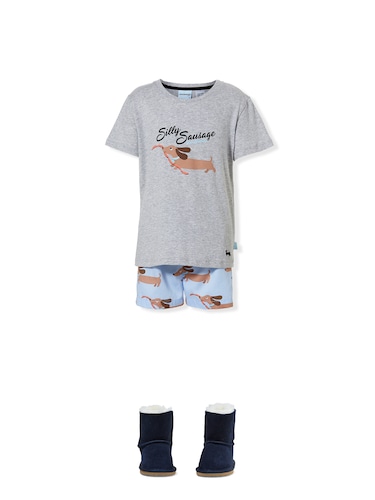 Jnr Boys Sausage Dog Sateen Pj Set