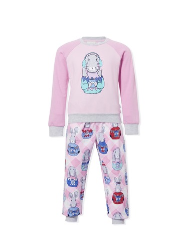 Jnr Girl Sarah Bunny Long Flannelette Pj Set