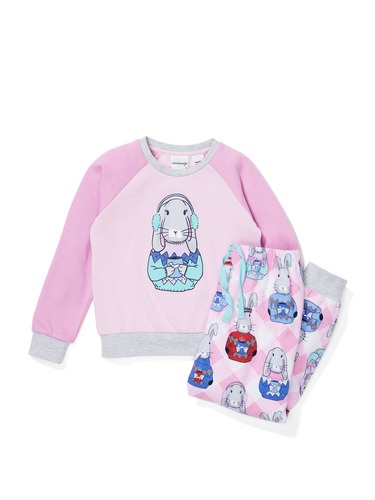 Jnr Girl Sarah Bunny Long Flannelette Pj Set