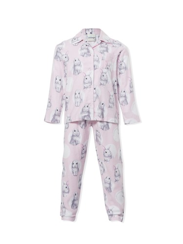 Jnr Girls Soft Bunny Long Flannelette Pj Set