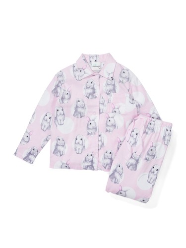 Jnr Girls Soft Bunny Long Flannelette Pj Set