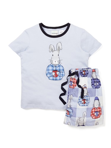 Jnr Boys Bunny Cuppa Short Pj Set