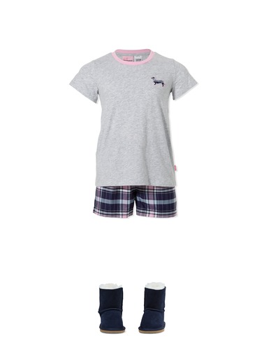 Jnr Girls Tartan Shortie Pj Set