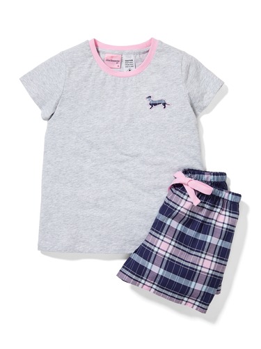 Jnr Girls Tartan Shortie Pj Set