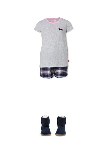 Girls Tartan Shortie Pj Set