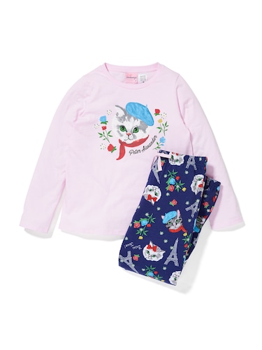 Girls French Cat Pj Set