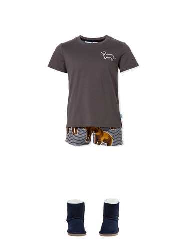 Jnr Boys Bear Face Short Pj Set