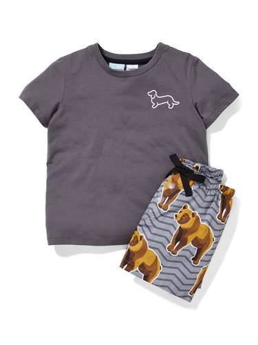Jnr Boys Bear Face Short Pj Set