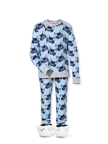 Girls Crazy Cat Pj Set