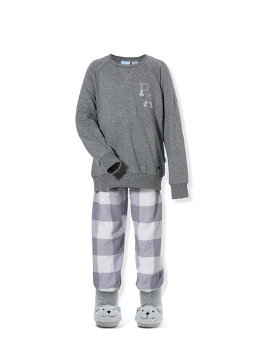 Jnr Boys Grey Check Pj Set