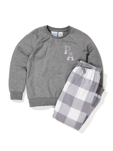 Jnr Boys Grey Check Pj Set