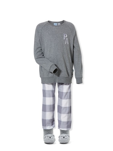 Boys Grey Check Pj Set