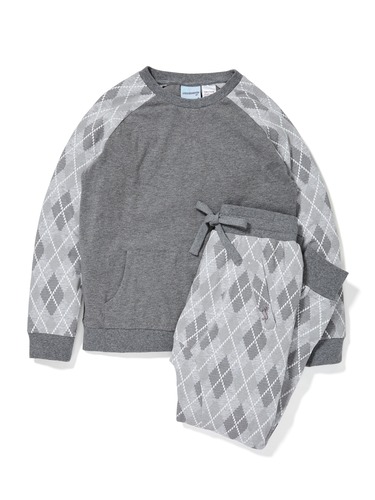Boys Grey Argyle Pj Set