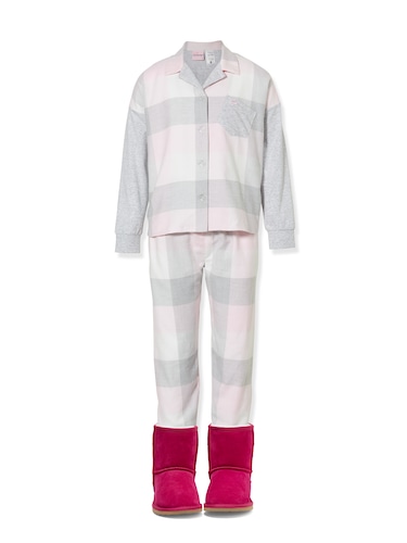 Girls Buffalo Check Flannelette Pj Set