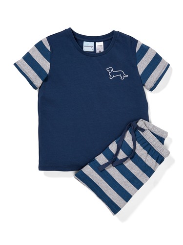 Jnr Boys Stripe Shorts Pj Set