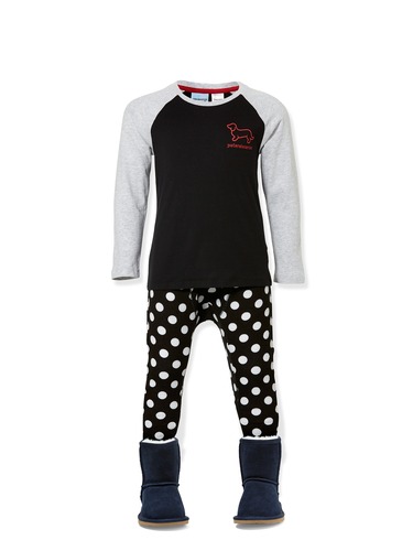 Jnr Boys Spotty Waffle Pj Set