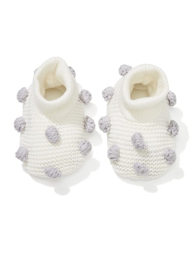 Baby Grey Pom Pom Booties