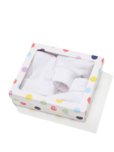 Baby White Beanie & Booties Gift Pack
