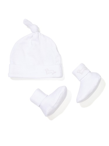 Baby White Beanie & Booties Gift Pack