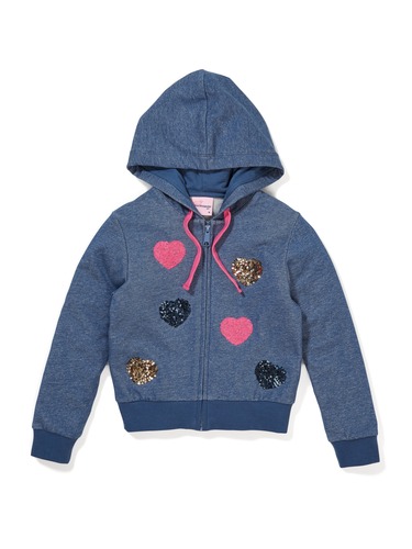 P.A. Play Jnr Girls Sequin Heart Hoodie