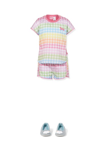 Girls Rainbow Gingham Pj Set
