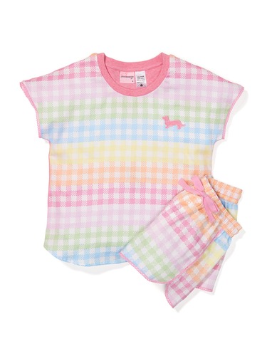 Girls Rainbow Gingham Pj Set