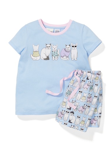Jnr Girls Cool Cats Pj Set