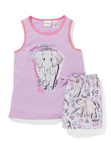 Girls Elephant Pj Set