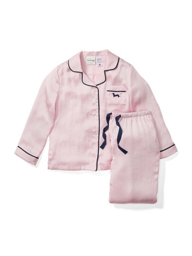 Girls Long Pink Chic Satin Pj Set