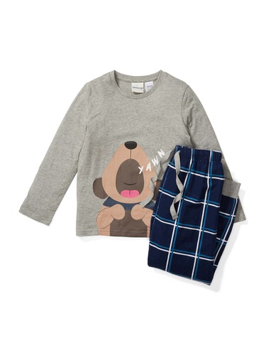 Jnr Boys Windowpane Flannelette Pj Set