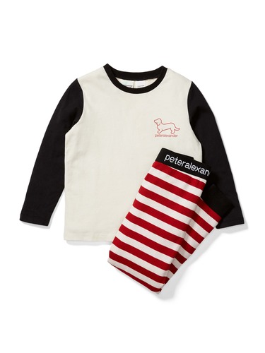 Jnr Boys Red Stripe Waffle Pj Set