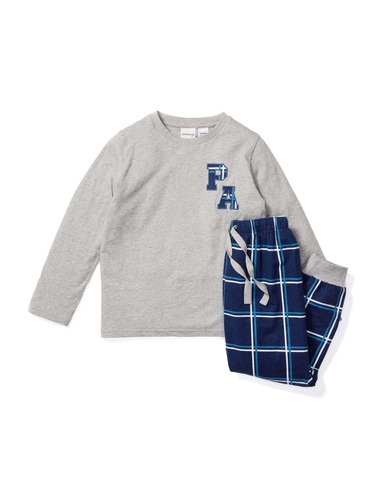 Boys Windowpane Flannelette Pj Set