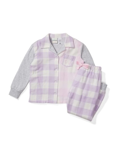 Girls Gingham Flannelette Long Pj Set