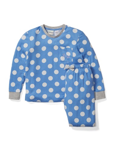 Girls Blue Spot Fuzzy Pj Set