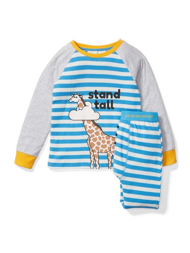 Jnr Boys Giraffe Stripe Waffle Pj Set