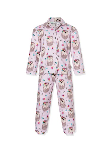 Jnr Girls Flannelette Hedgehog Pj Set