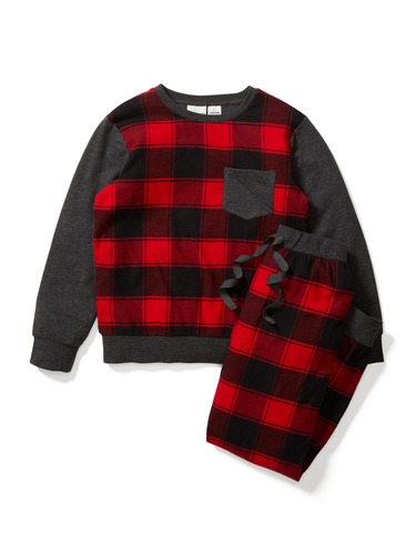 Boys Big Red Check Flannelette Pj Set