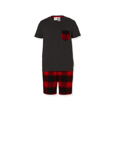 Boys Big Red Check Short Pj Set