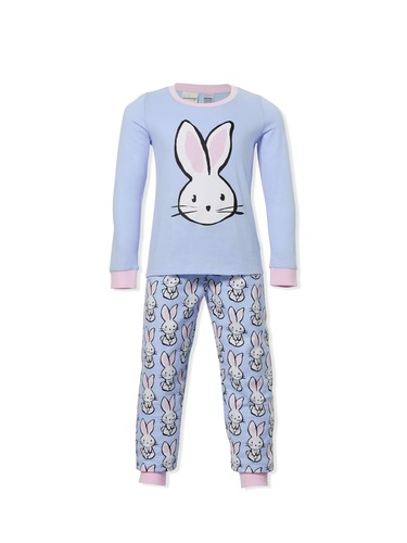 Jnr Girls Blue Bunny Flannelette Pj Set