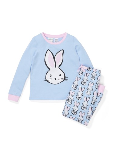 Jnr Girls Blue Bunny Flannelette Pj Set