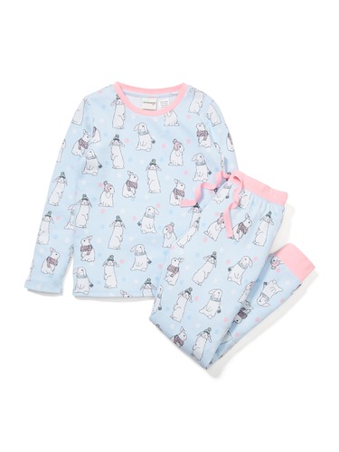 Jnr Girls Bunny Waffle Pj Set