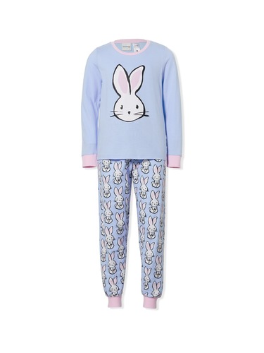 Girls Blue Bunny Flannelette Pj Set