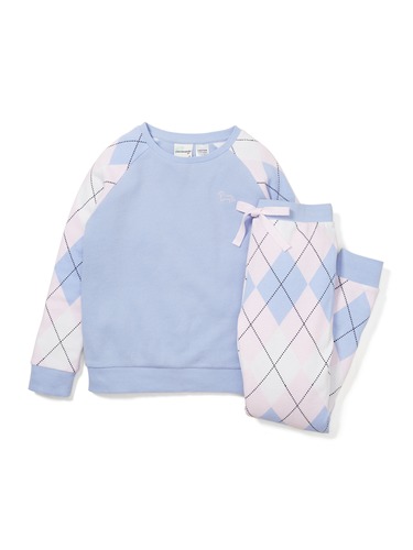 Girls Argyle Waffle Pj Set