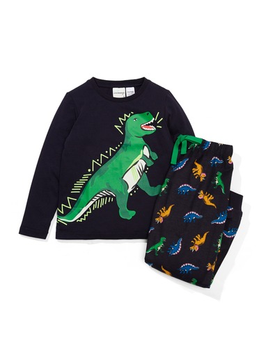 Jnr Boys Dinosaur Flannelette Long Pj Set