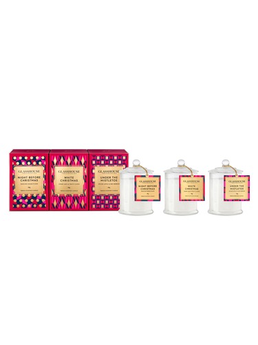 Glasshouse Fragrances Limited Edition Xmas Miniature Candle Trio 3 X 60G
