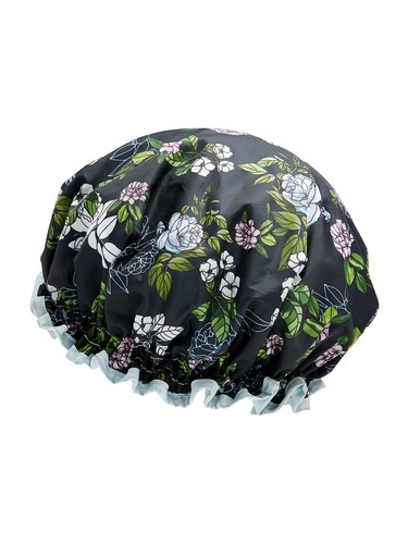 Navy Floral Shower Cap