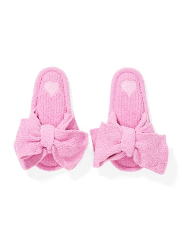 Pink Towelling Bow Slide
