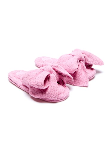 Pink Towelling Bow Slide