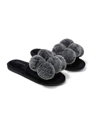 Black Pom Pom Slide